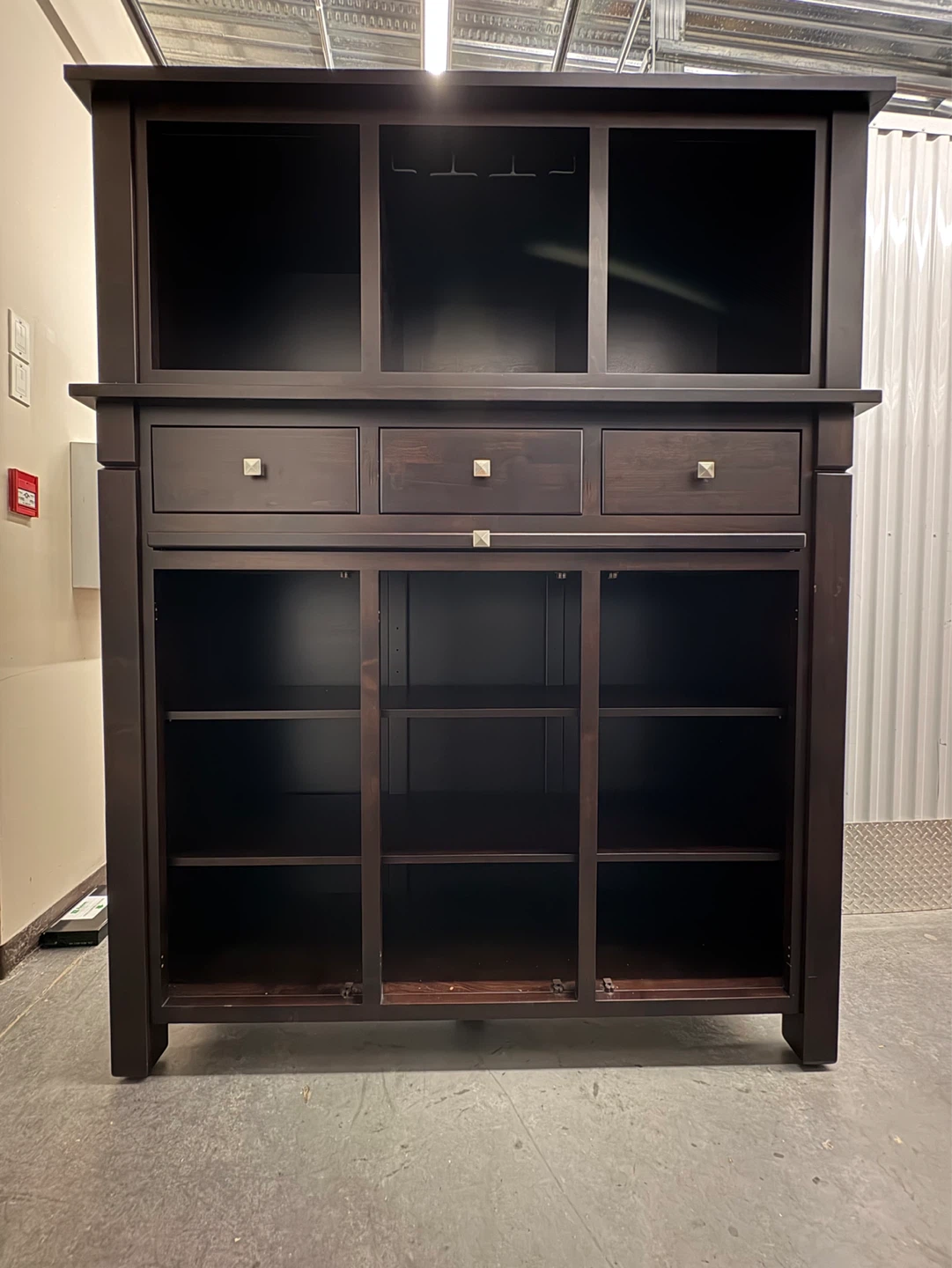 Dark Wood Sideboard Buffet with Hutch and Wine Rack - photo 3