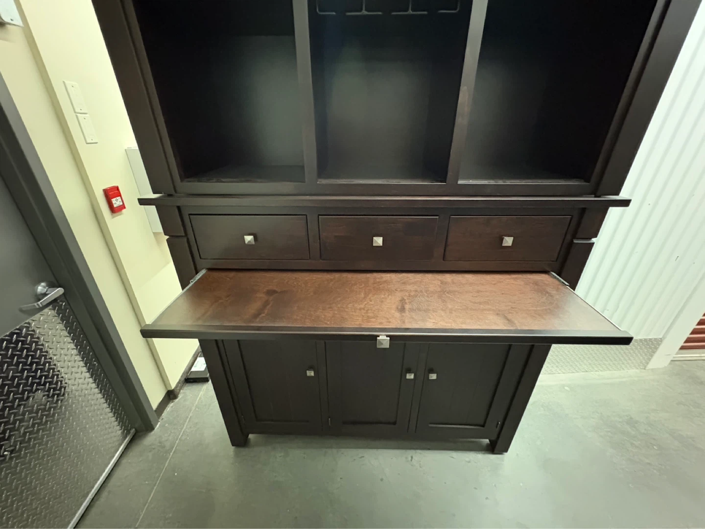 Dark Wood Sideboard Buffet with Hutch and Wine Rack - photo 2