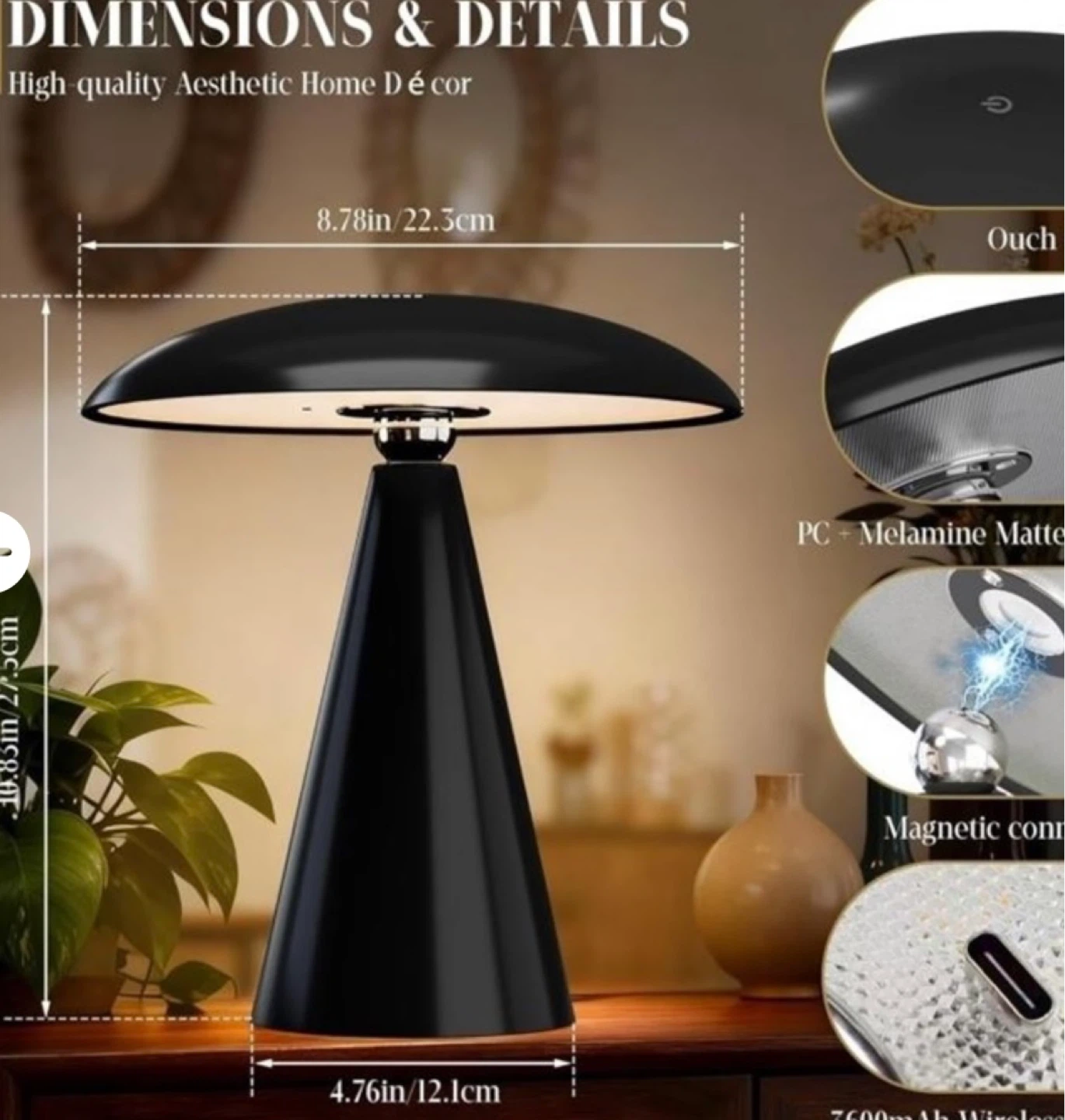 Black ⚽️Mushroom Table Lamp - photo 2