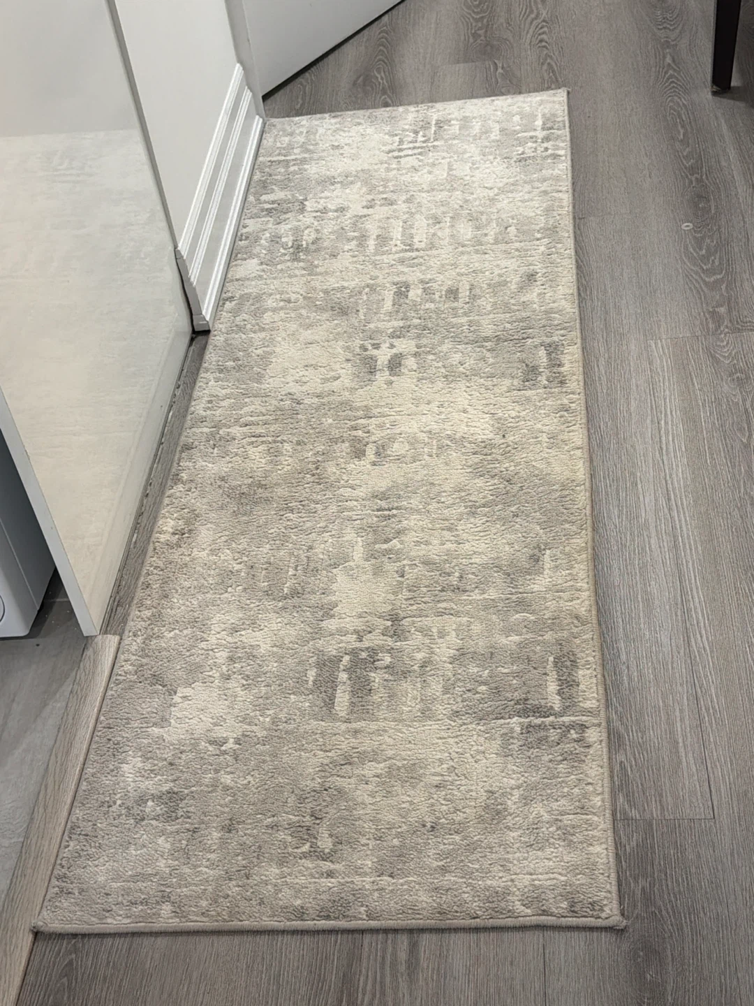 Runner Rug - Grey/Cream Abstract Pattern