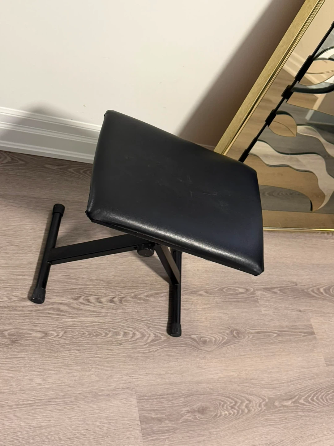 Black Padded Footrest Stool