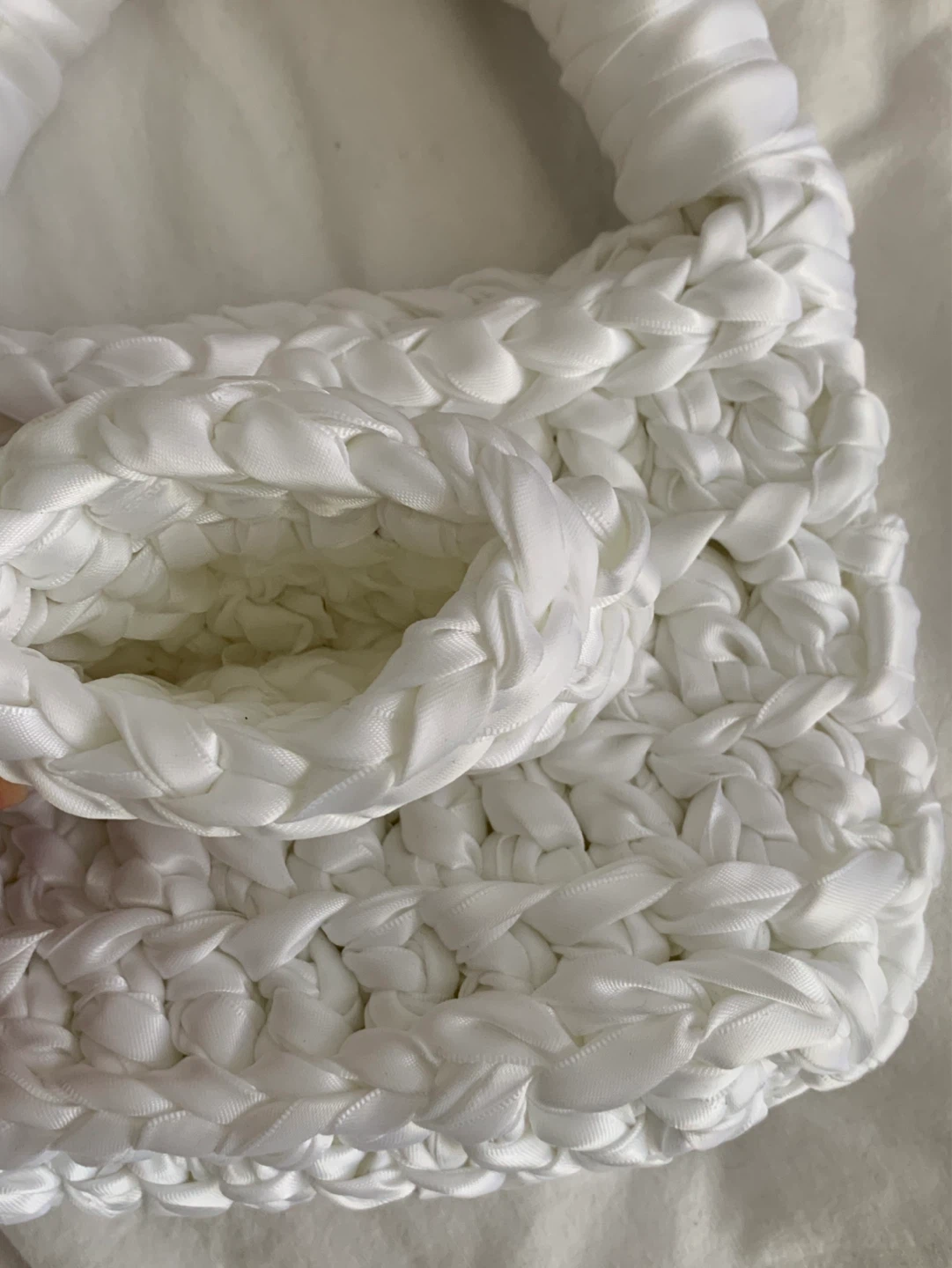 Handmade White Crochet Top Handle Bag - photo 3