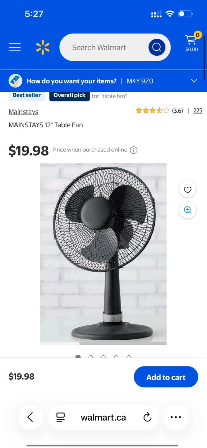 Mainstays 12" Oscillating Table Fan