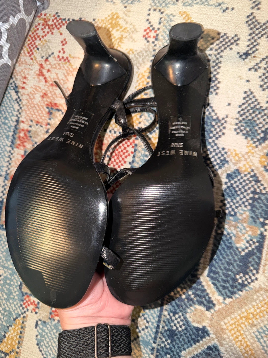 Nine West Black Strappy Heels Women's Size 9.5 - photo 2