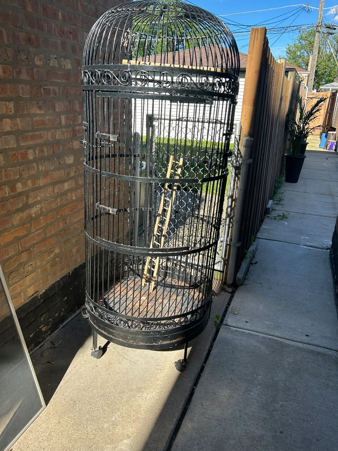 Large Black Wrought Iron Bird Cage