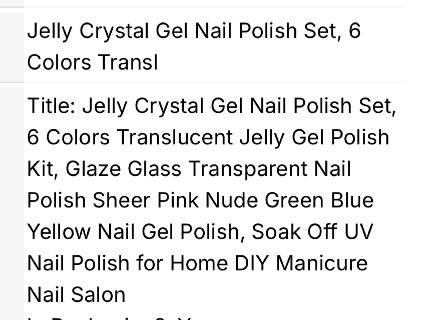 ⚽️Jelly Crystal Gel Nail Polish Set - 6 Colors - photo 2