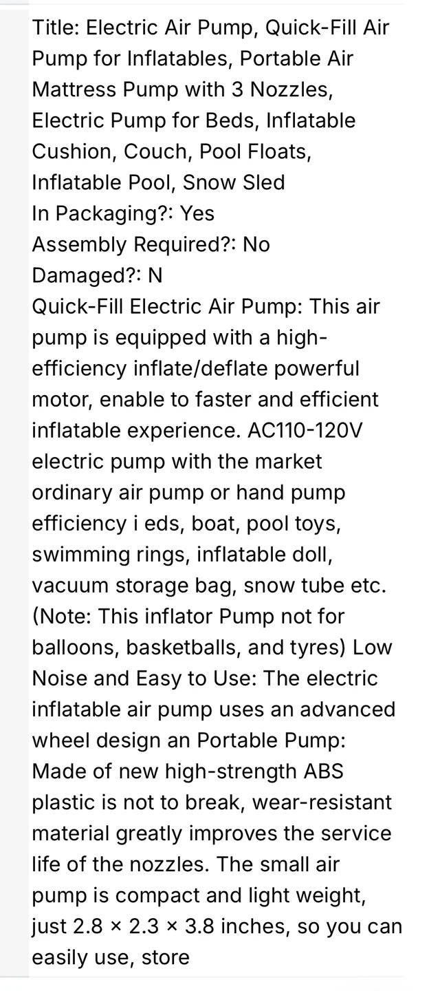 Electric Air Pump with 3 Nozzles⚽️ - photo 4