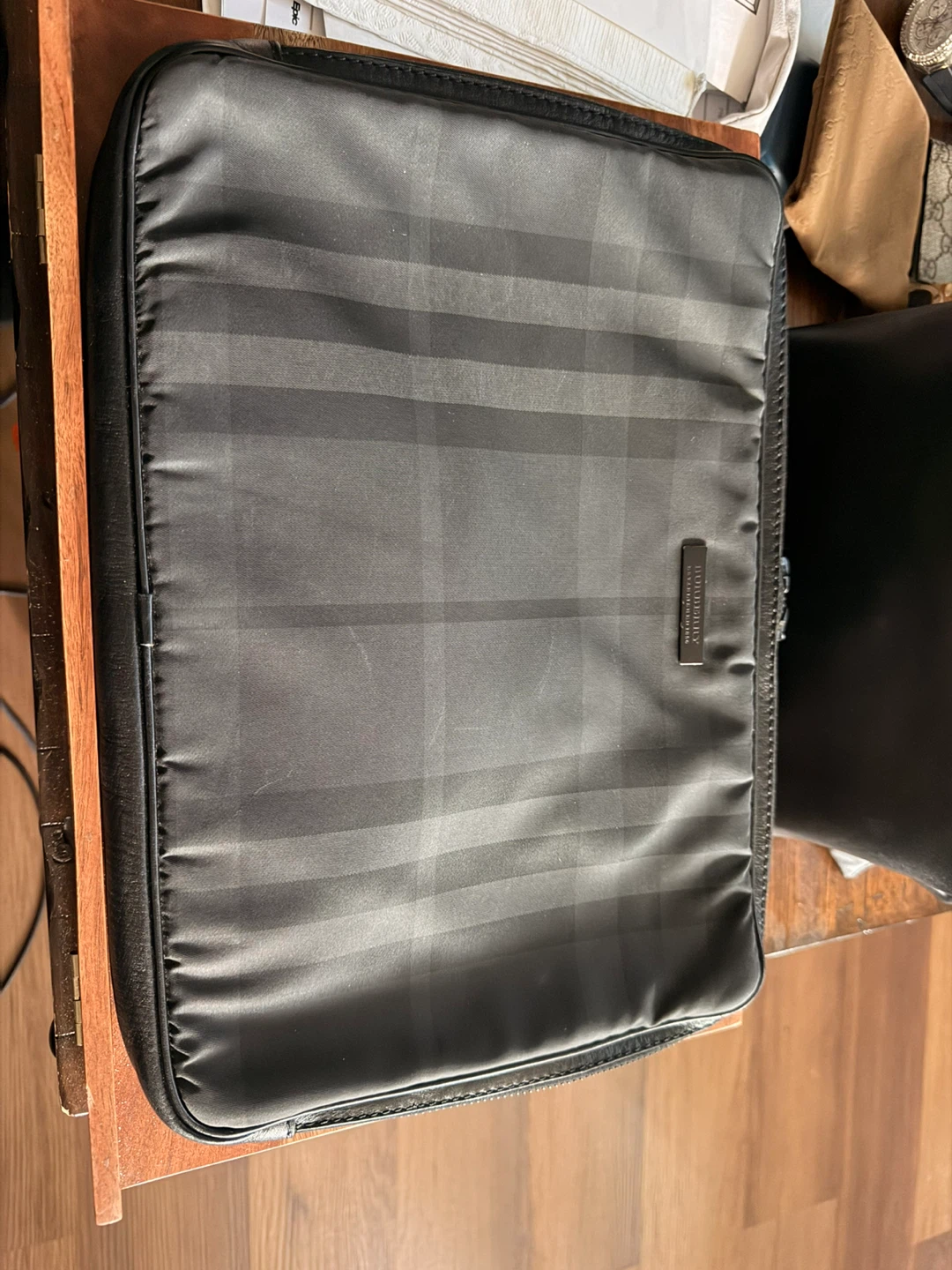 Burberry Black Plaid Padded Laptop Sleeve Case