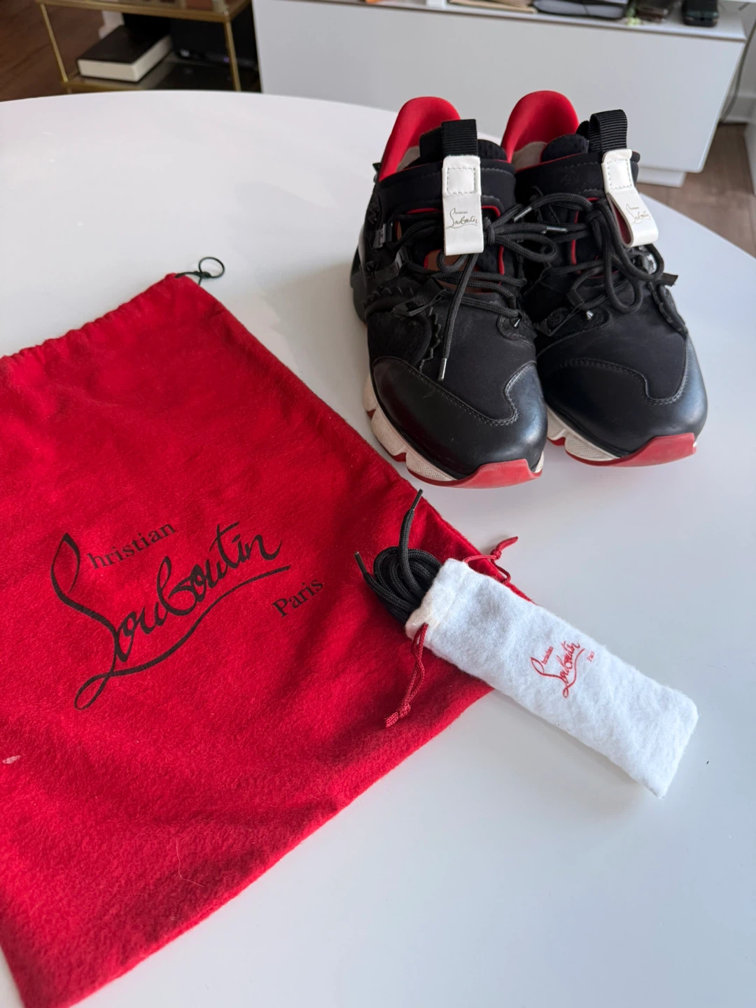 Christian Louboutin Black Sneakers with Dust Bag and Extra Laces