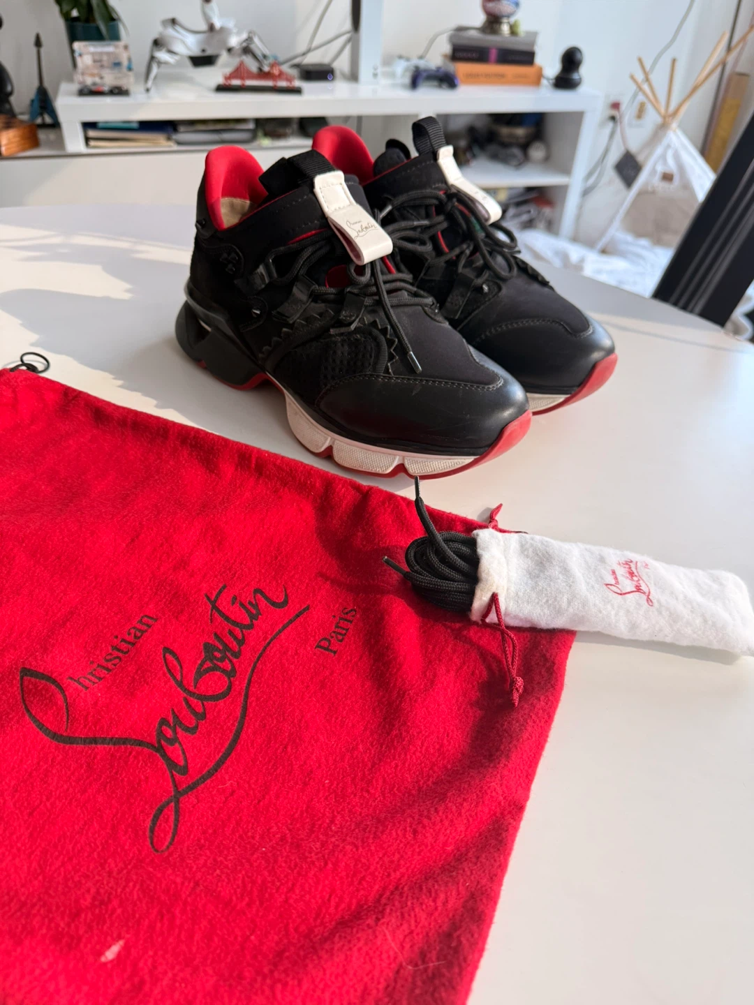 Christian Louboutin Black Sneakers with Dust Bag and Extra Laces - photo 2