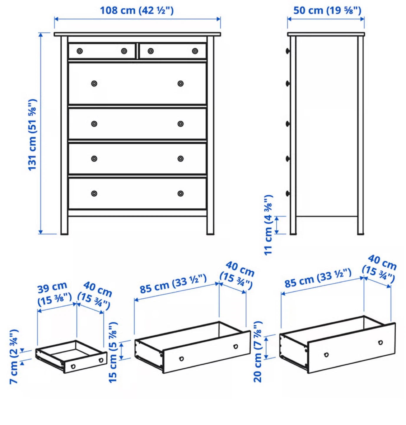 IKEA HEMNES 6-Drawer Dresser  + Glass Top Protector - photo 2