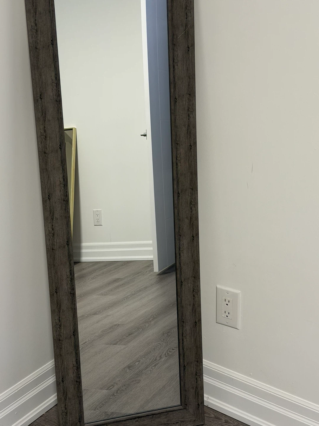 Full Length Mirror with Wood Grain Frame