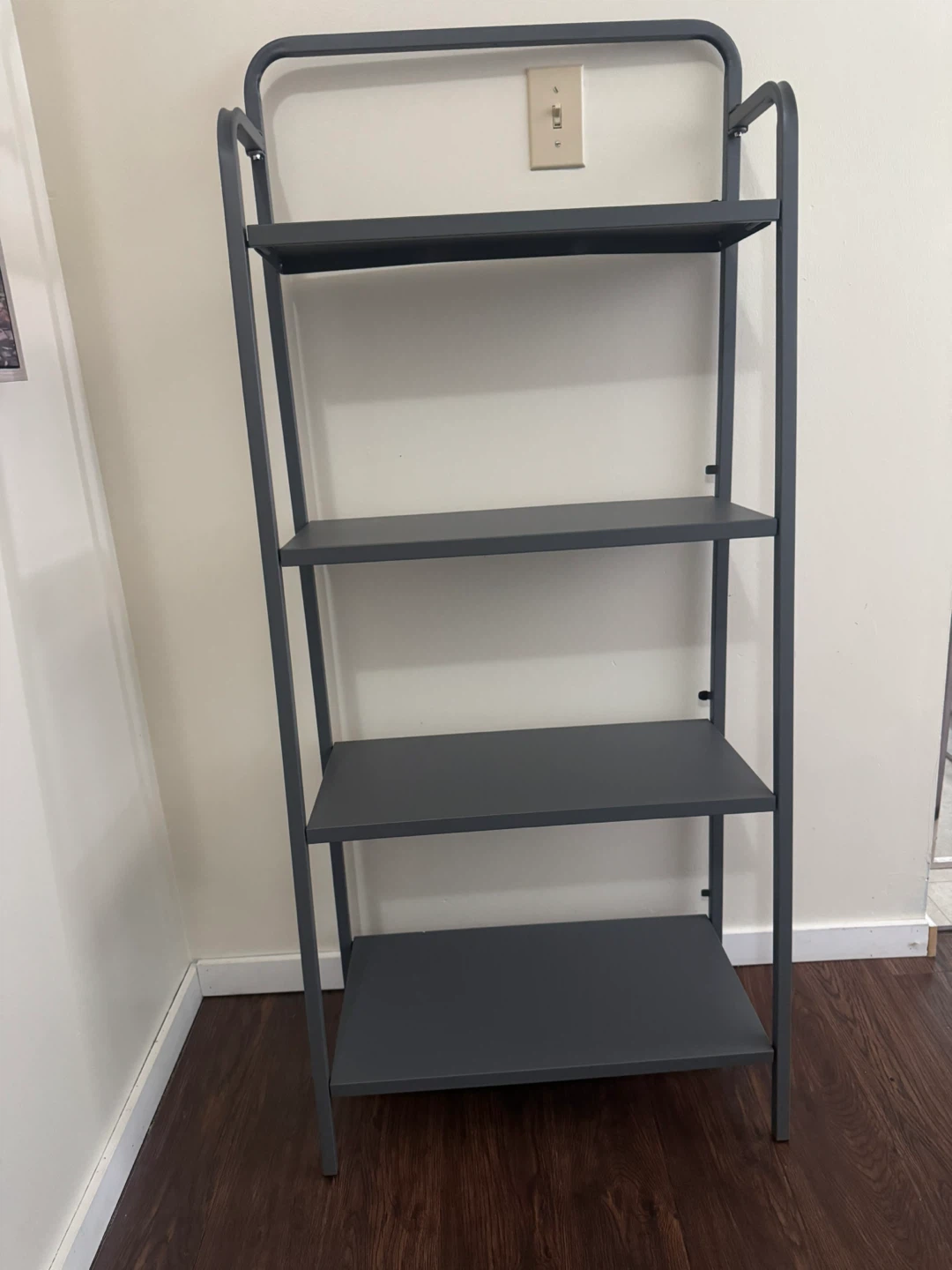 Grey 4-Shelf Ladder Bookshelf