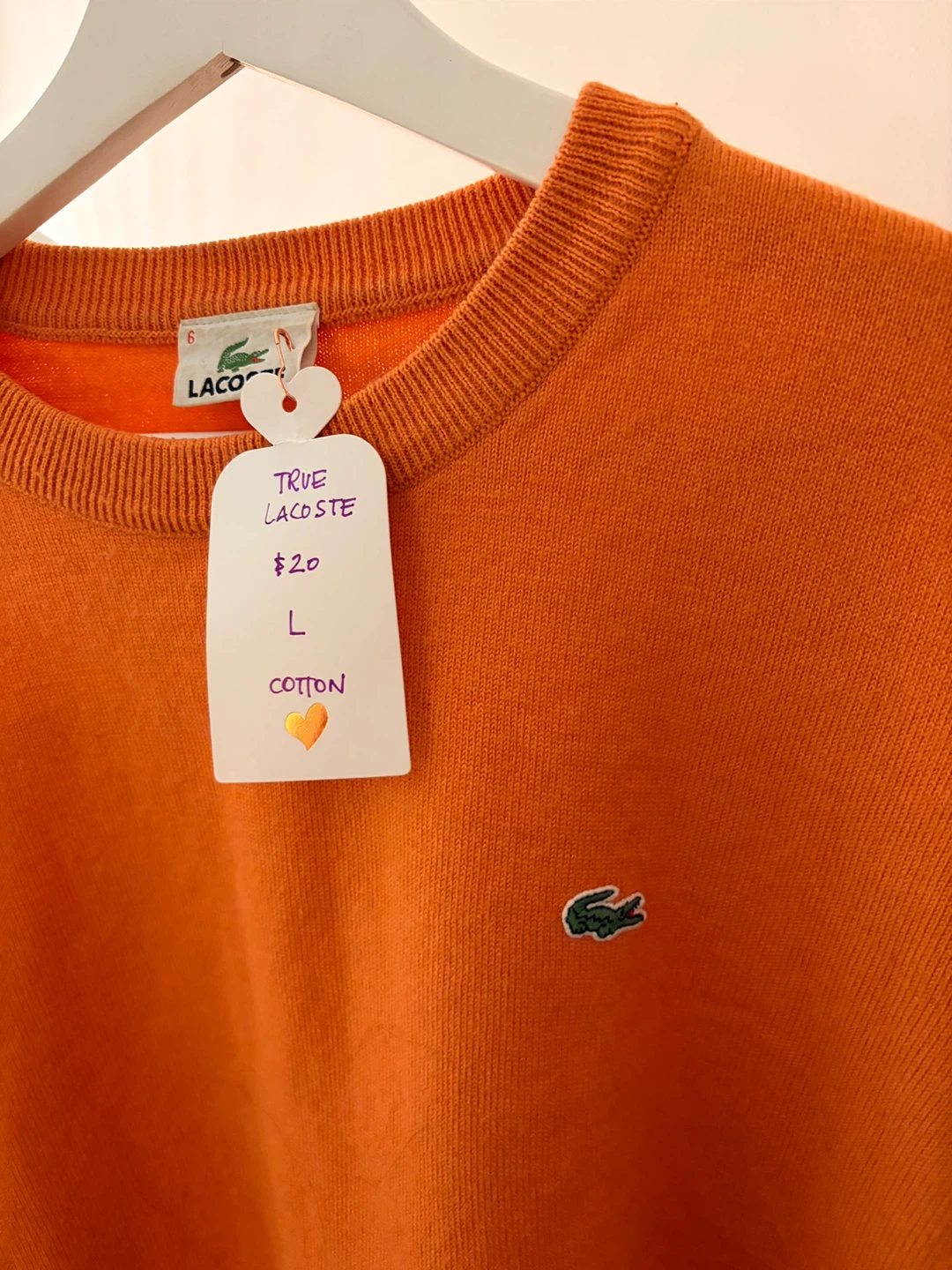 Orange Lacoste Cotton Crewneck Sweater