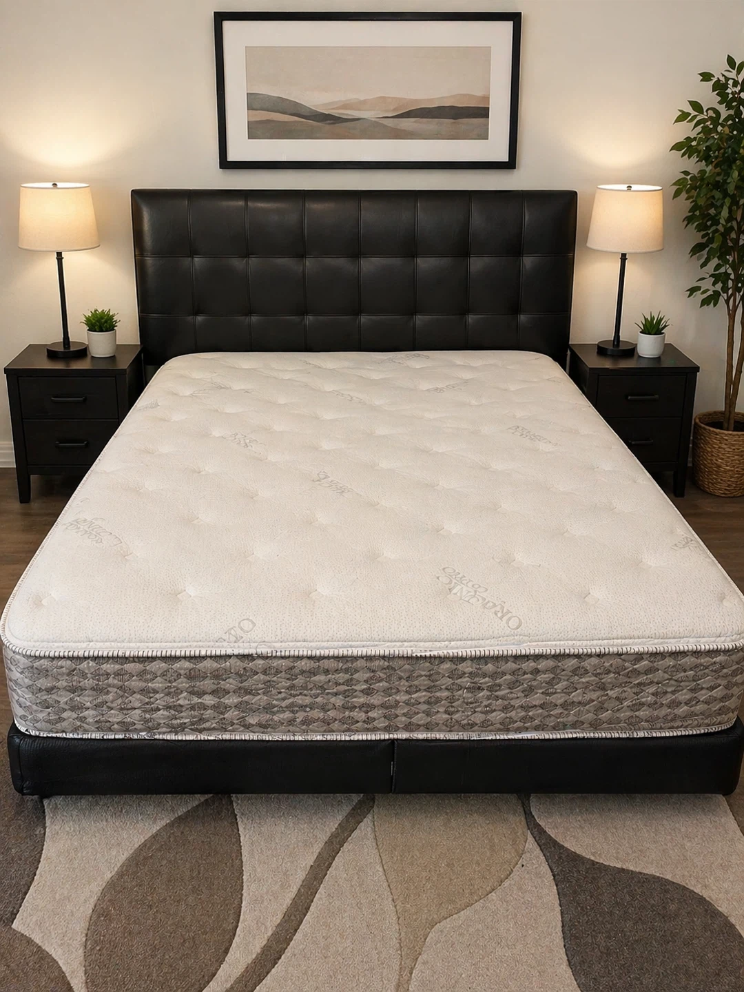 DOUBLE SIZE BED + MATTRESS (DARK BROWN) COMPLETE SET
