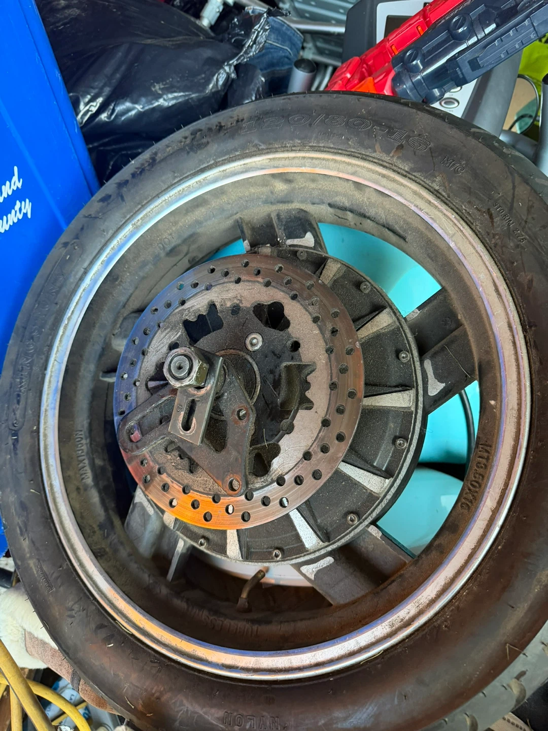 Motorcycle Wheel with Tire and Brake Disc Emmo hub