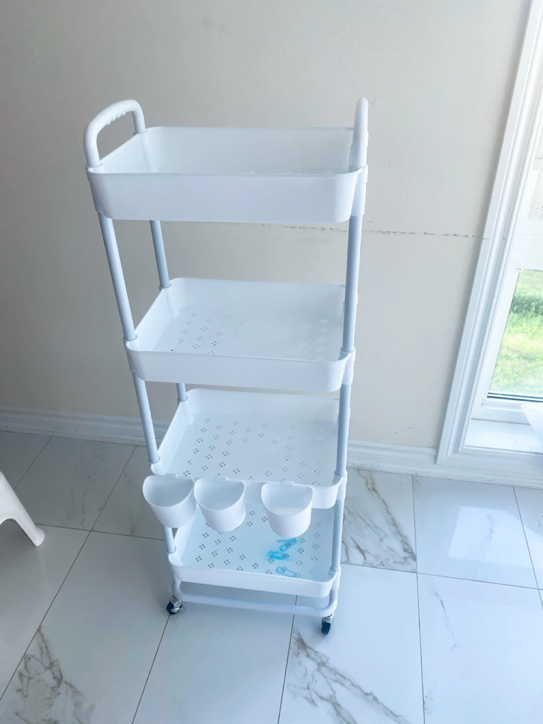 White 4-Tier Rolling Storage Cart