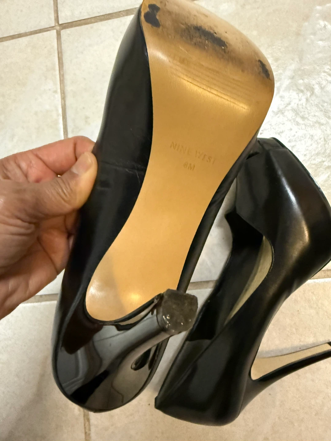 Nine West Black Peep-Toe Heels Size 8M - photo 4