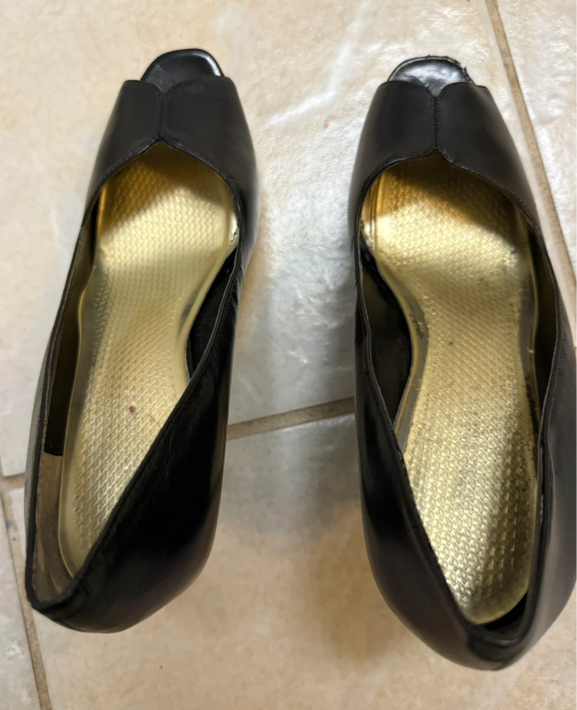 Nine West Black Peep-Toe Heels Size 8M - photo 2