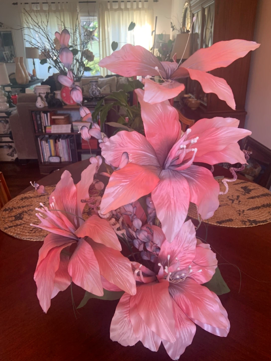 Pink Floral Arrangement in Black Vase - photo 2