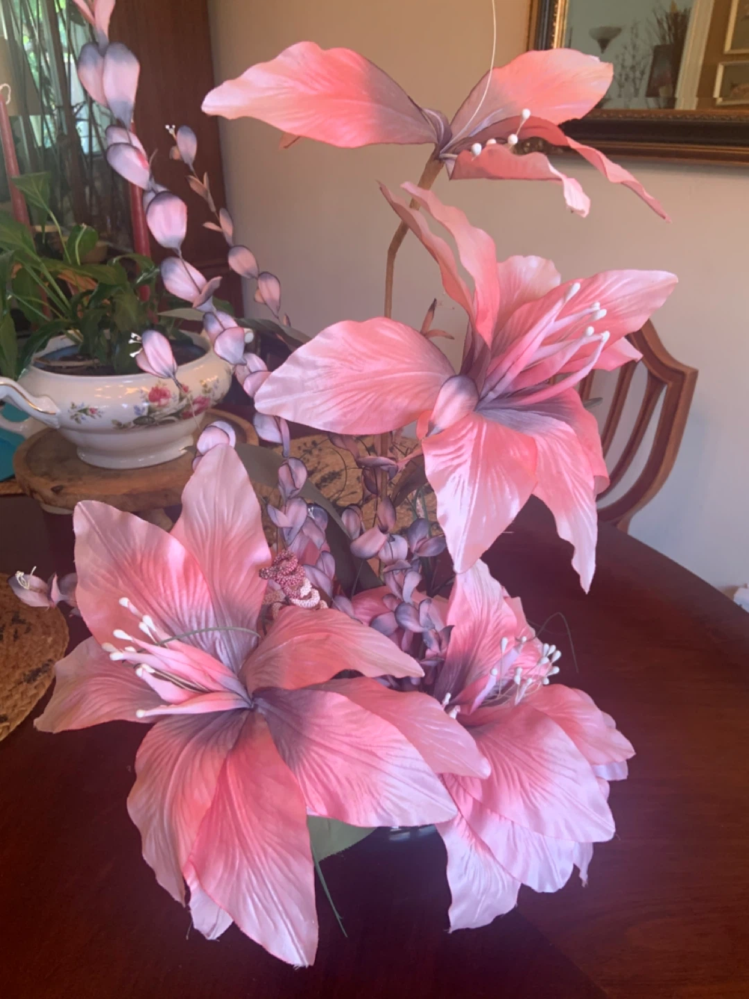 Pink Floral Arrangement in Black Vase - photo 4