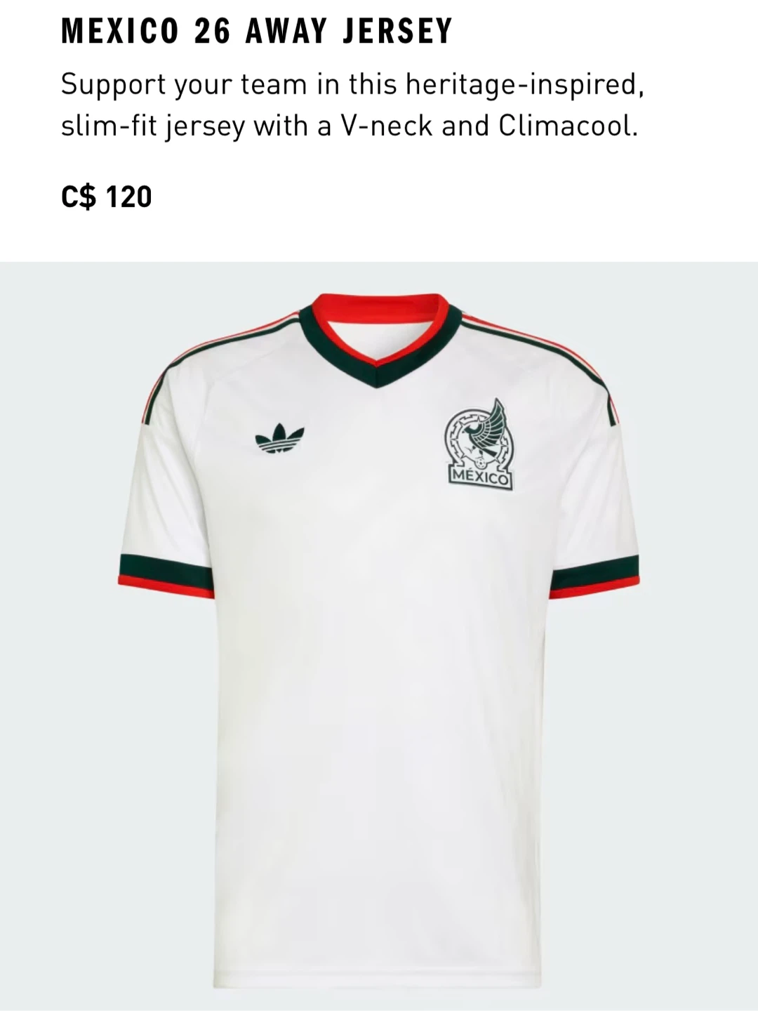 Adidas Mexico 26 Away Jersey - M and XS available