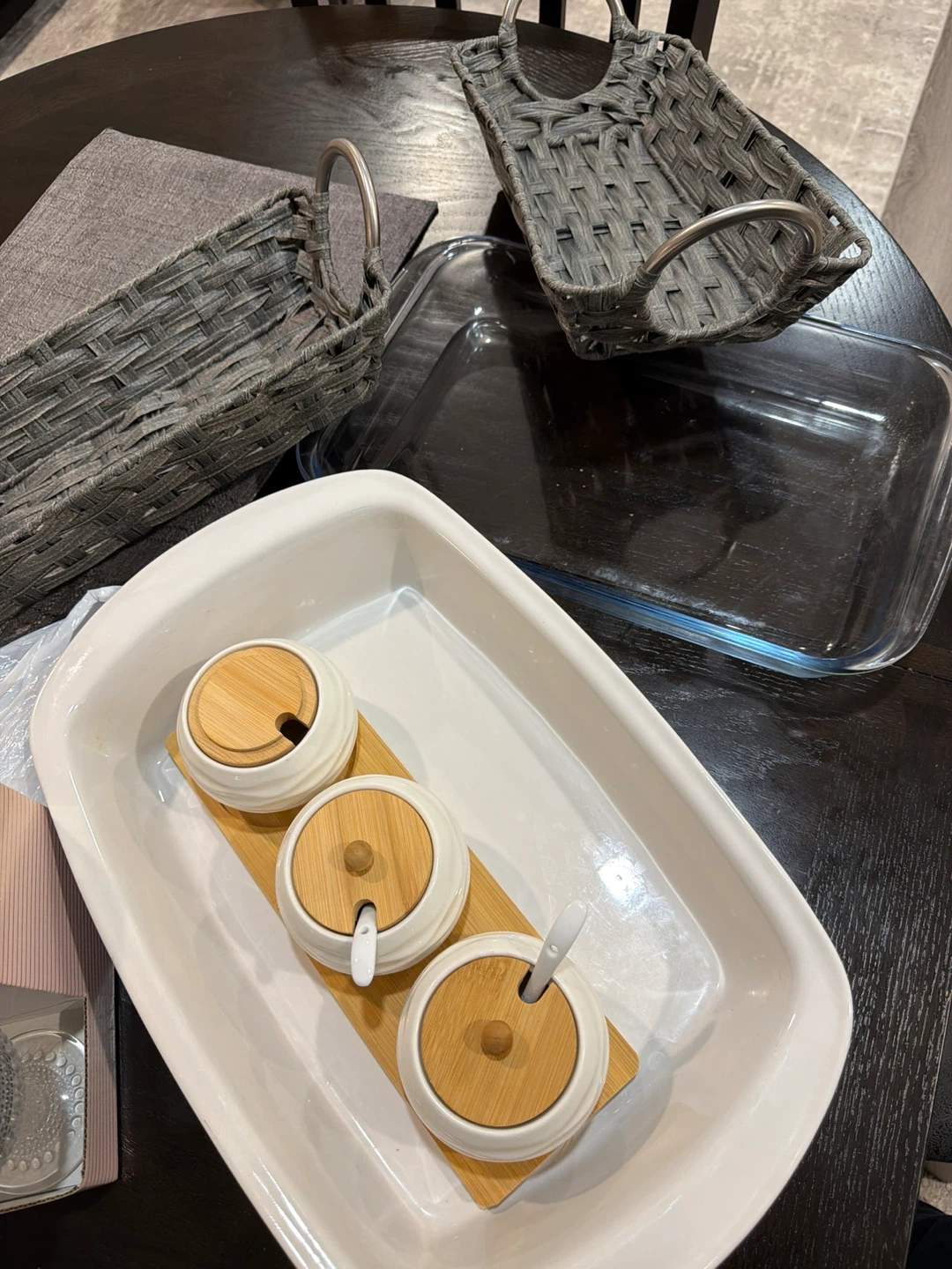 Ceramic Condiment Set with Bamboo Lids