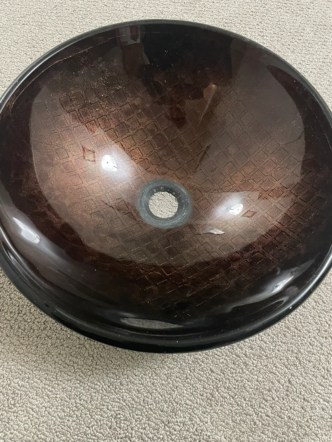 Vessel Sink - Dark Brown Textured Glass