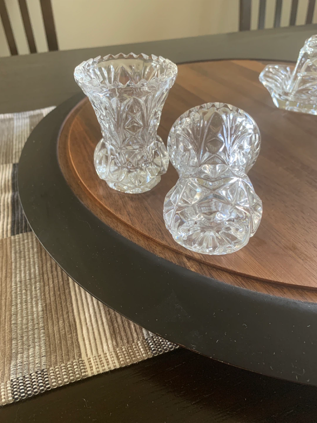 Pin wheel Set of 2 Crystal Bud Vases, candlestick holders. - photo 3