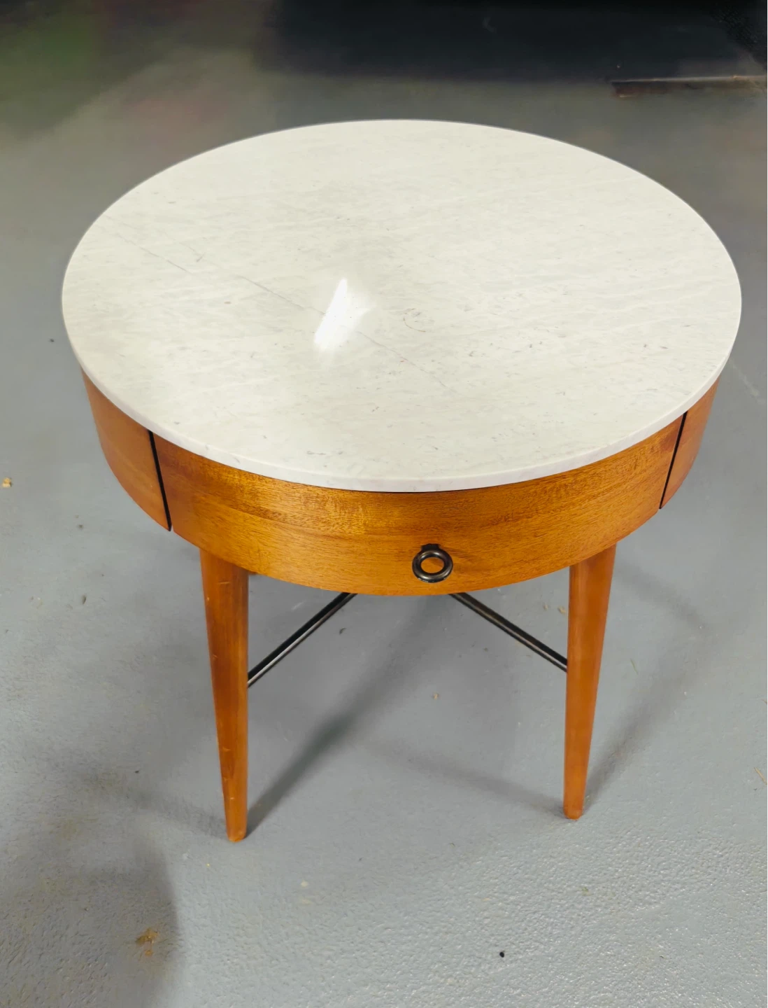 🔥West Elm🔥Round Side Table with a marble top and drawer