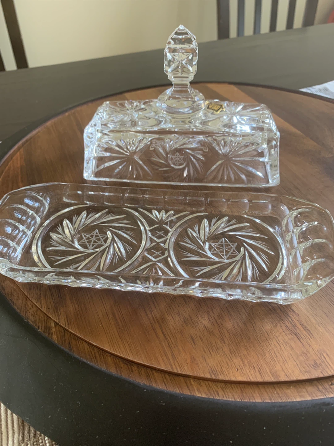 Pin wheel Crystal Butter Dish with Lid - photo 3