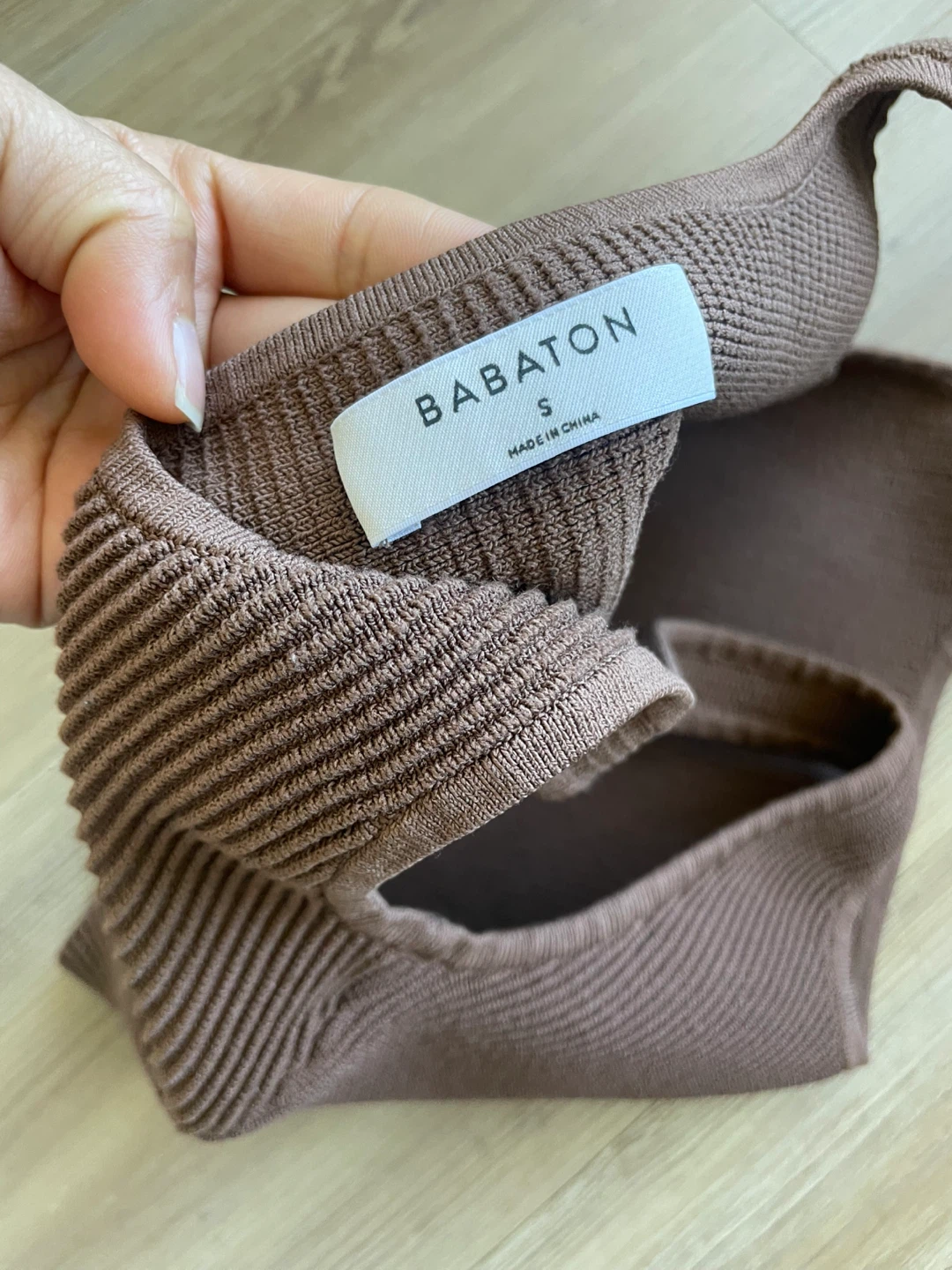 Babaton Brown Ribbed Tank Top - Size S - photo 3