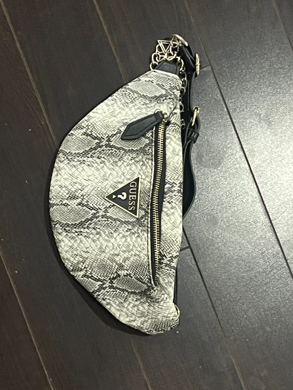 Guess Snake Print Fanny Pack with Chain Detail