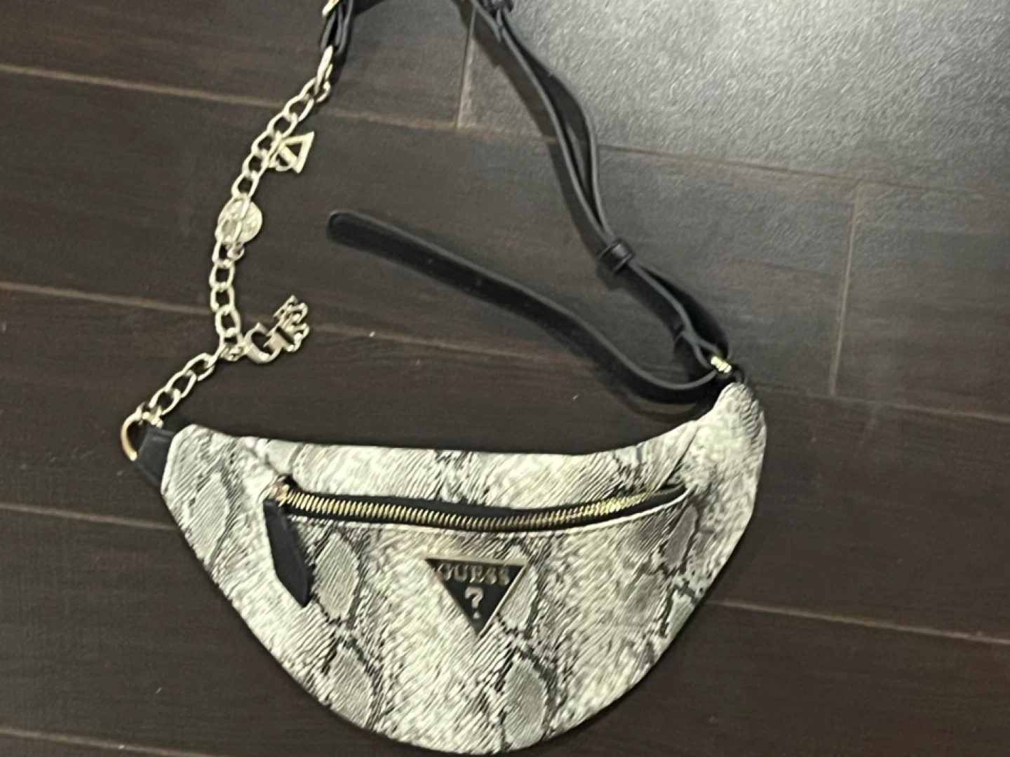 Guess Snake Print Fanny Pack with Chain Detail - photo 2