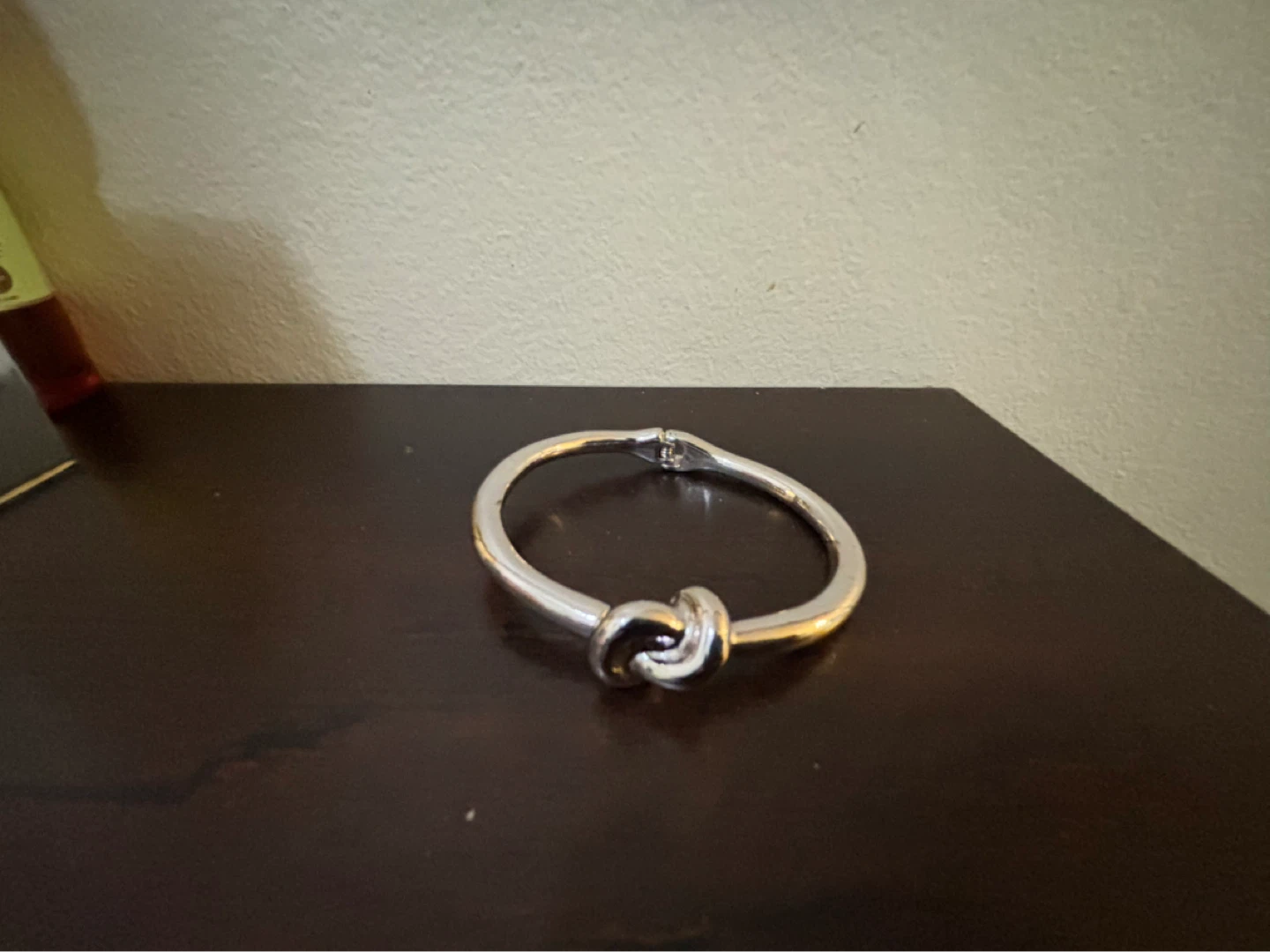 NEW-Silver Tone Knot Bangle Bracelet