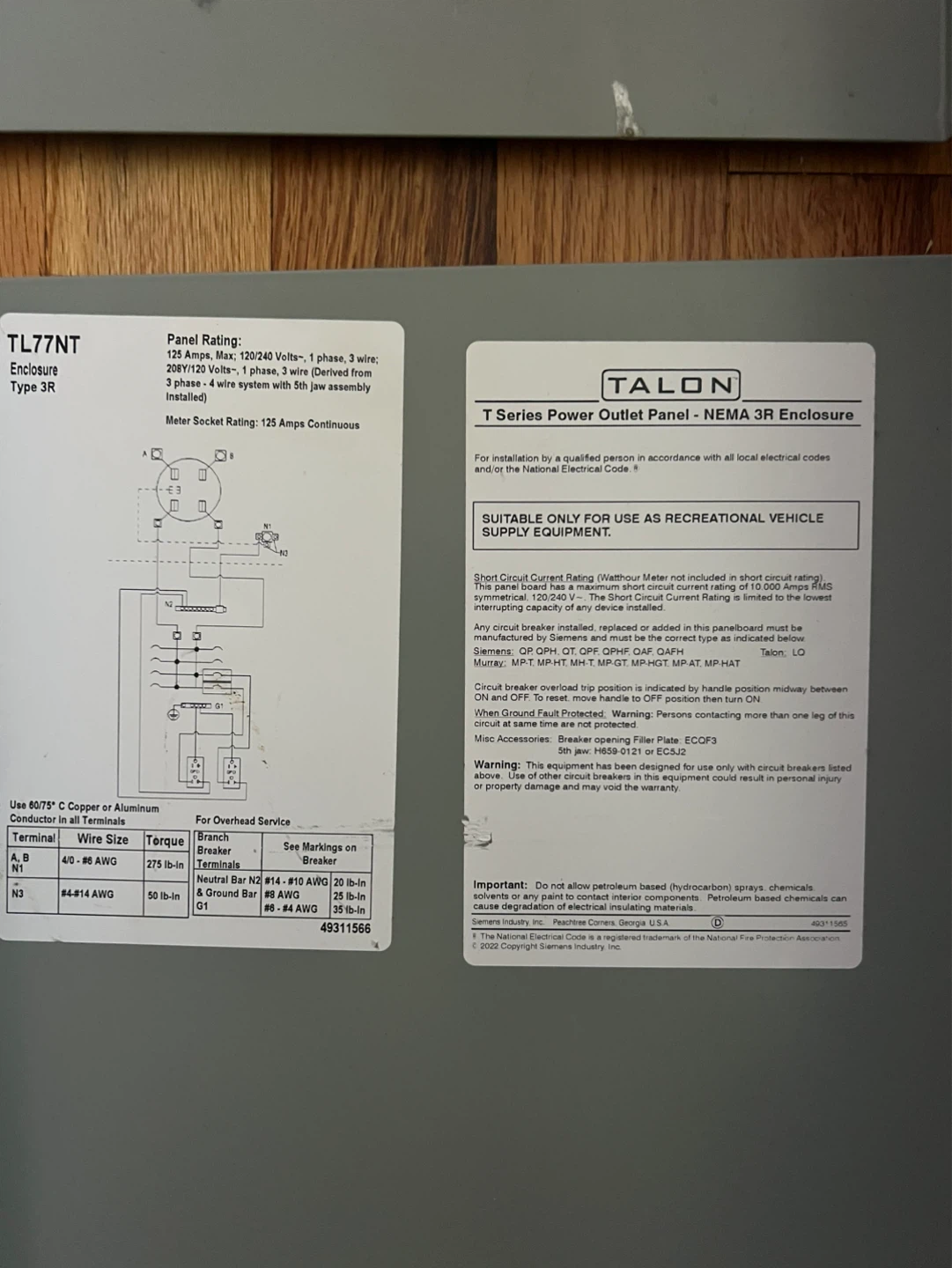 Talon TL77NT T Series Power Outlet Panel - photo 4