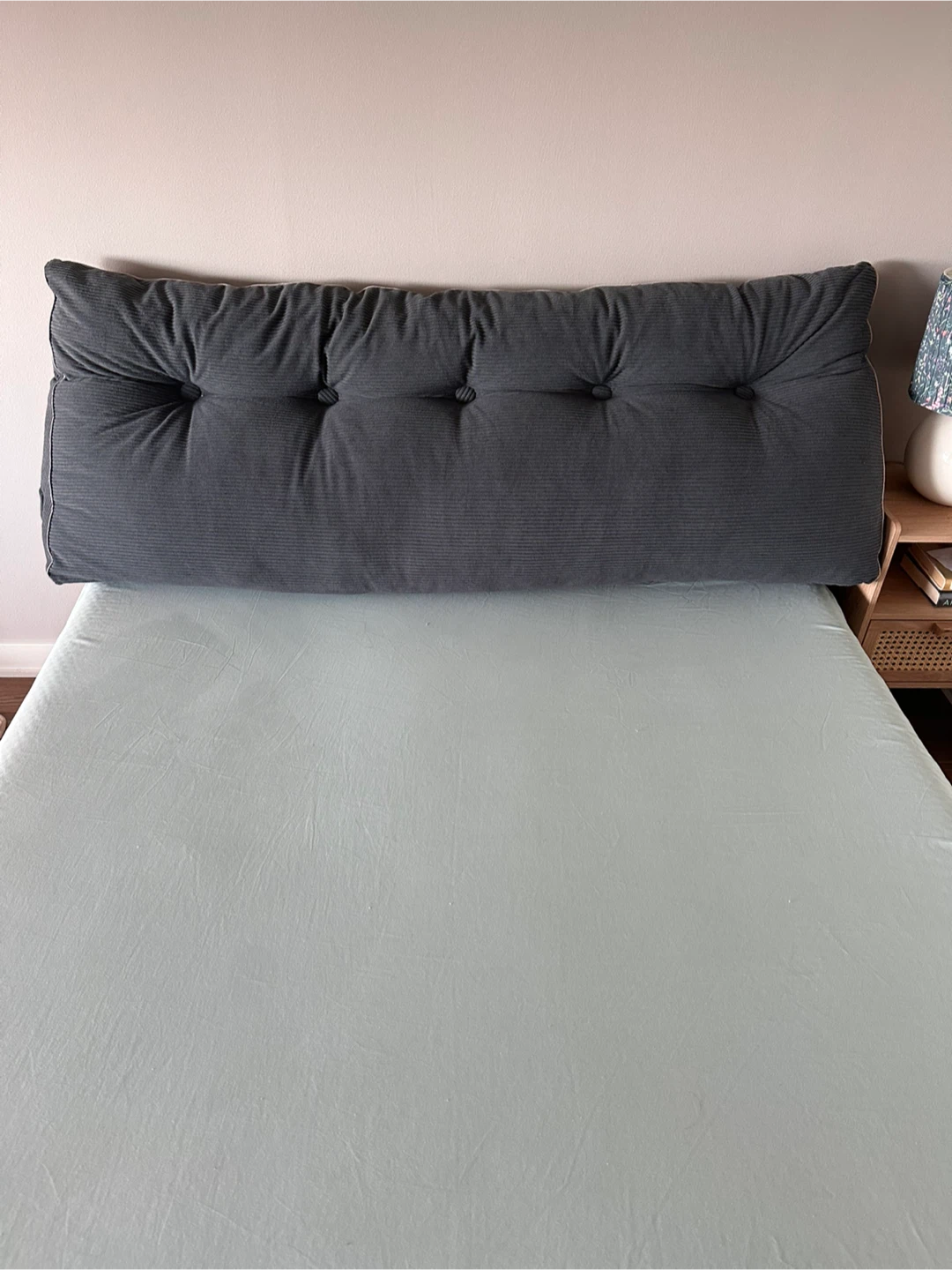 Dark Gray Tufted Bolster Headboard Pillow