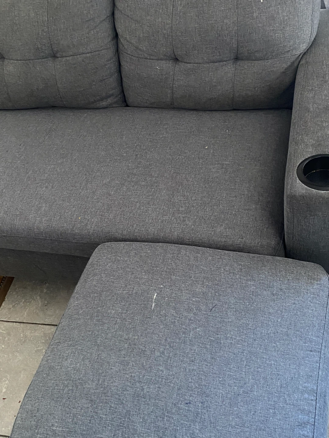 Grey Sectional Sofa with Cupholder - photo 3