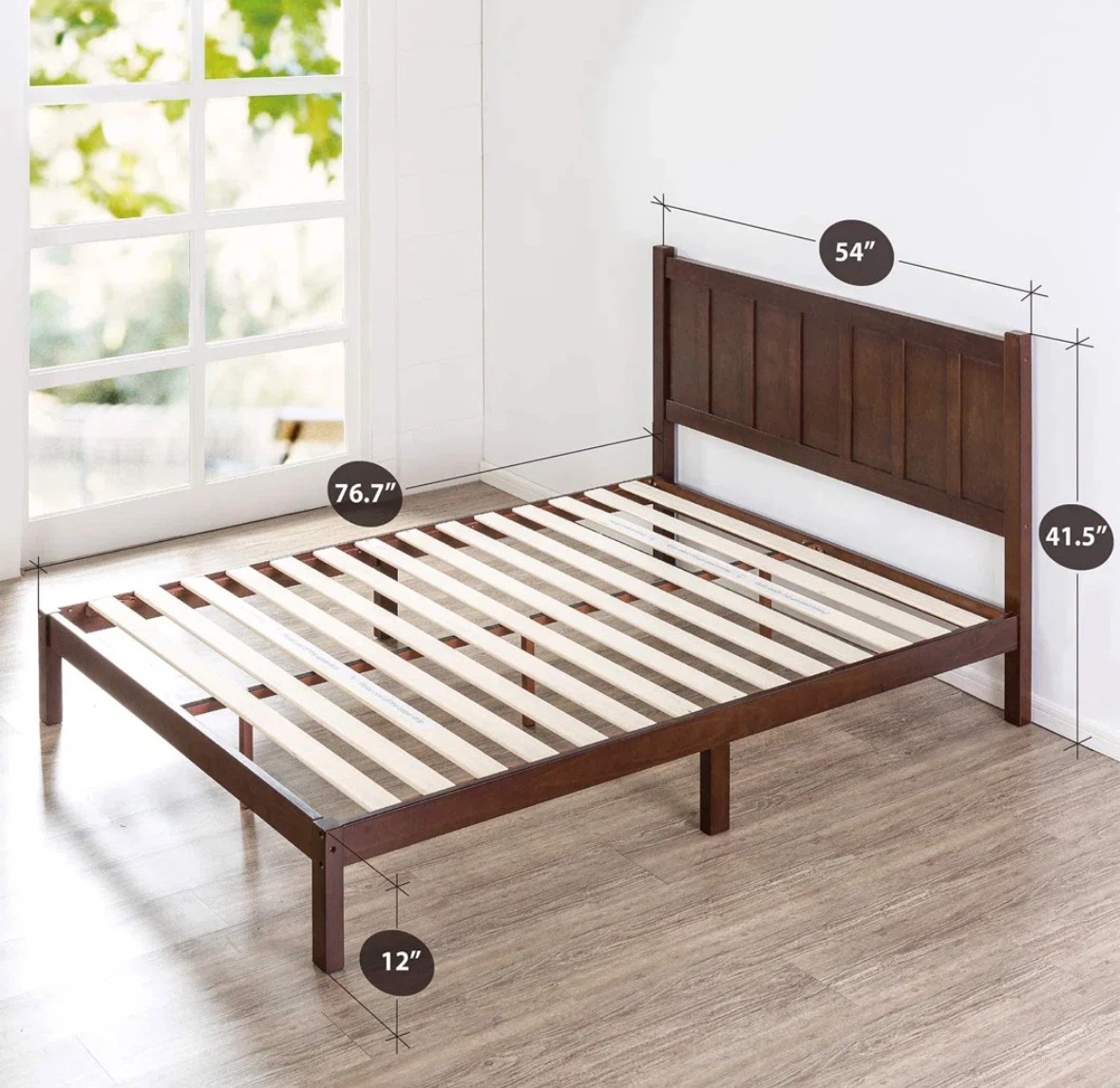 Wooden Bed Frame - Dark Brown - photo 2