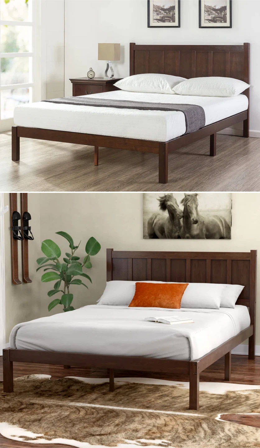 Wooden Bed Frame - Dark Brown - photo 3