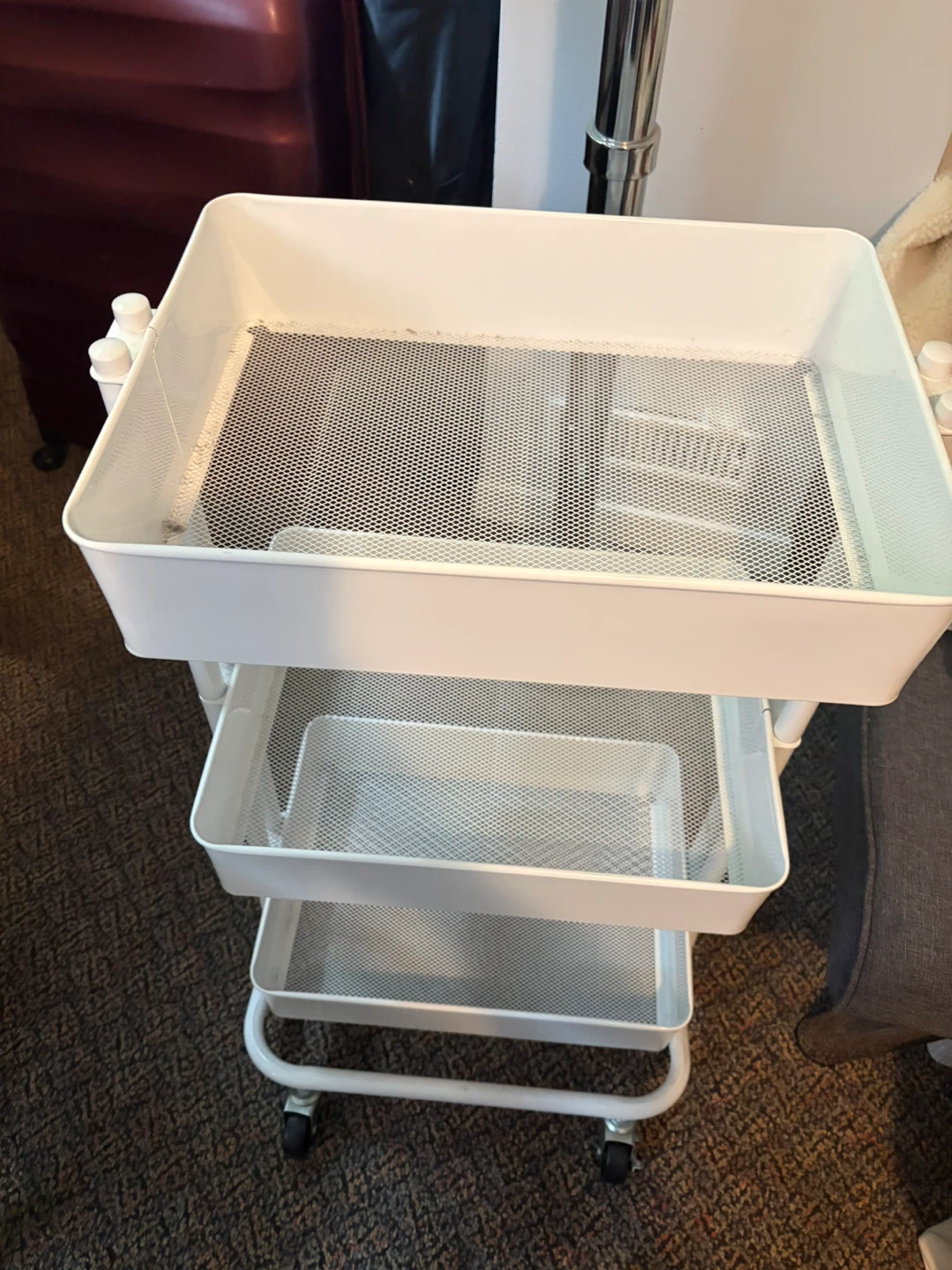 White 3-Tier Rolling Storage Cart - photo 2