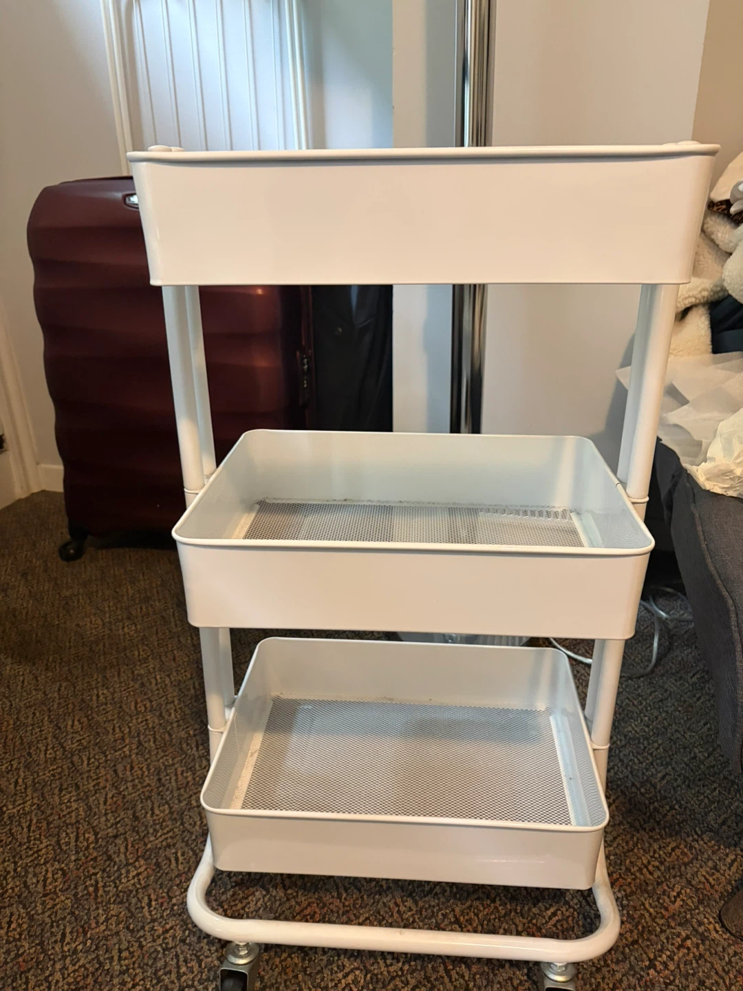 White 3-Tier Rolling Storage Cart