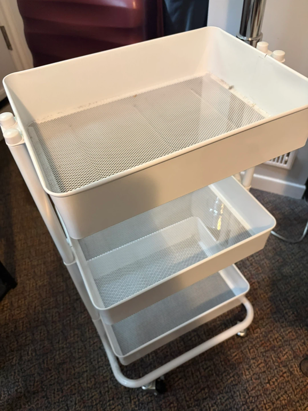 White 3-Tier Rolling Storage Cart - photo 3