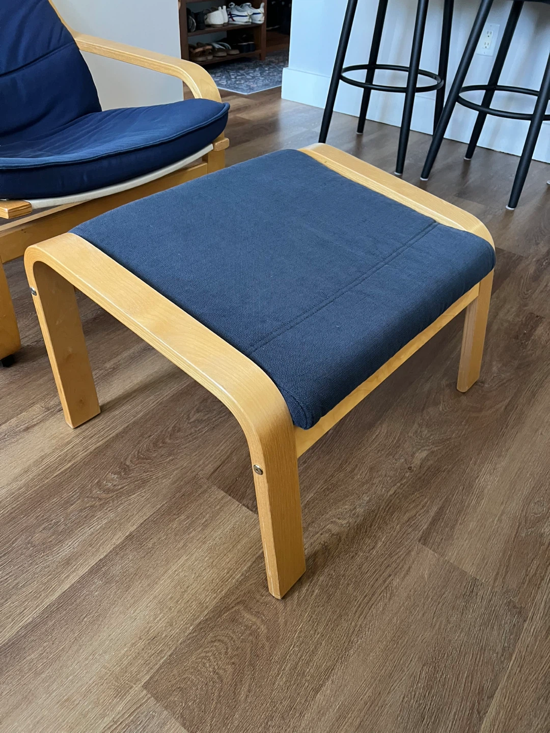 Blue IKEA Chair and Footstool - photo 2