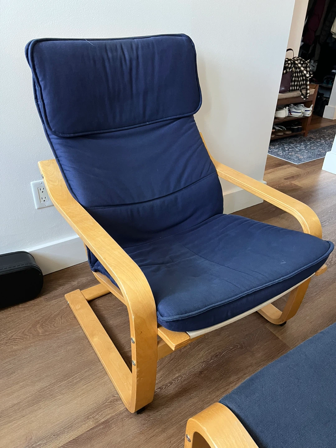 Blue IKEA Chair and Footstool - photo 3