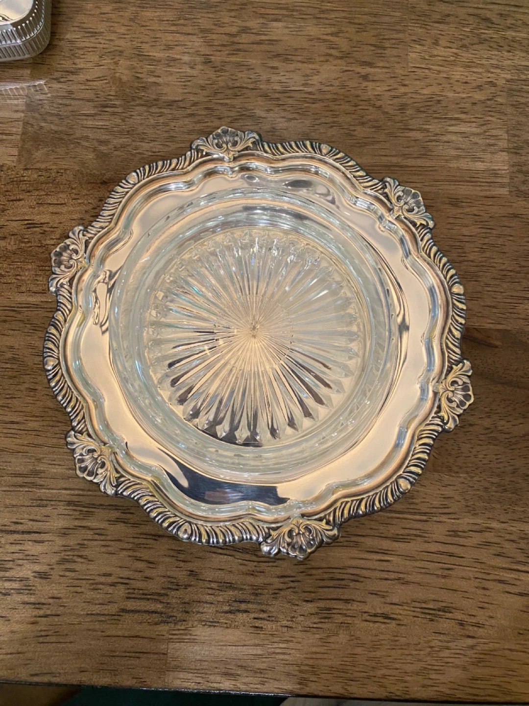 Vintage Silver Plated Dish Lid with Glass Insert - photo 2