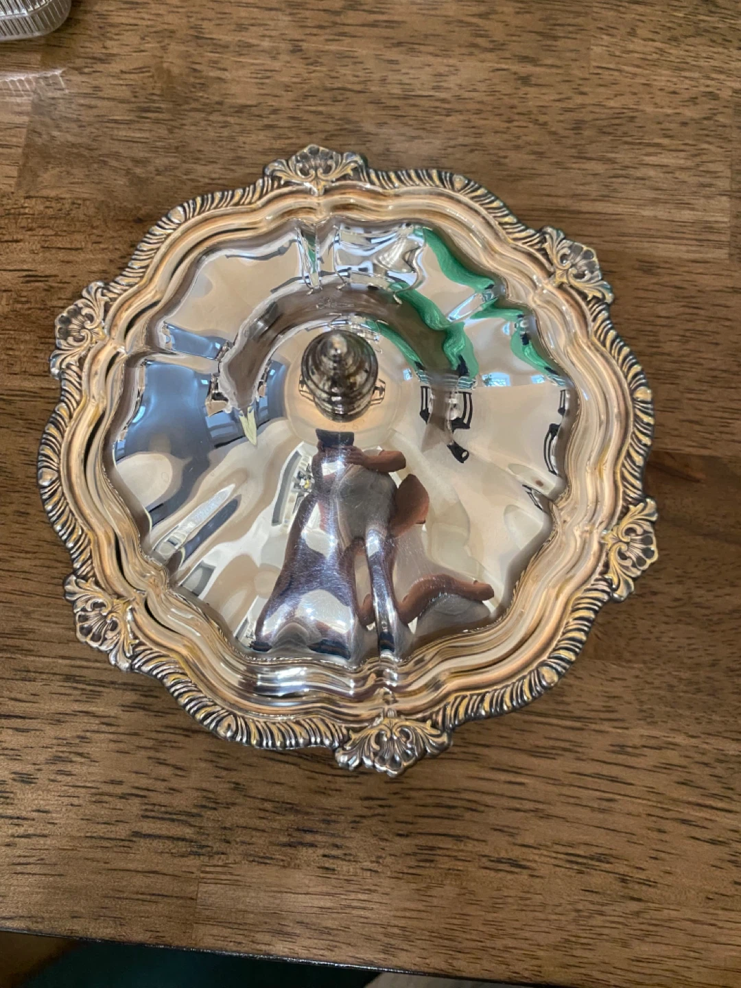 Vintage Silver Plated Dish Lid with Glass Insert