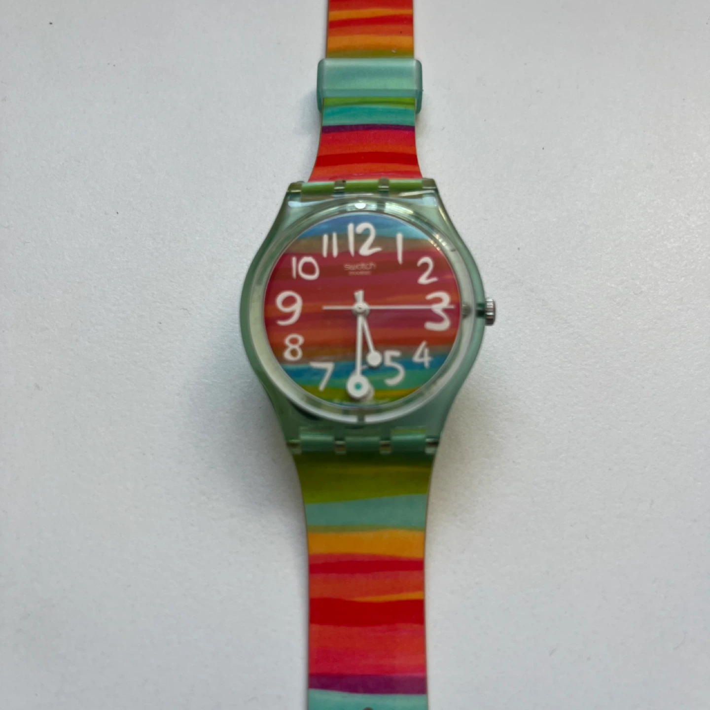 Swatch Watch - Colourful Striped Band