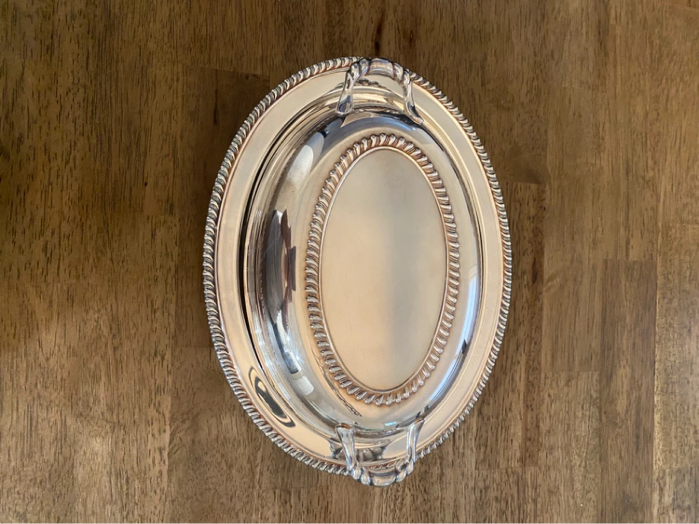 Set of 2 Glass Oval Baking Dishes with Silver Serving Tray