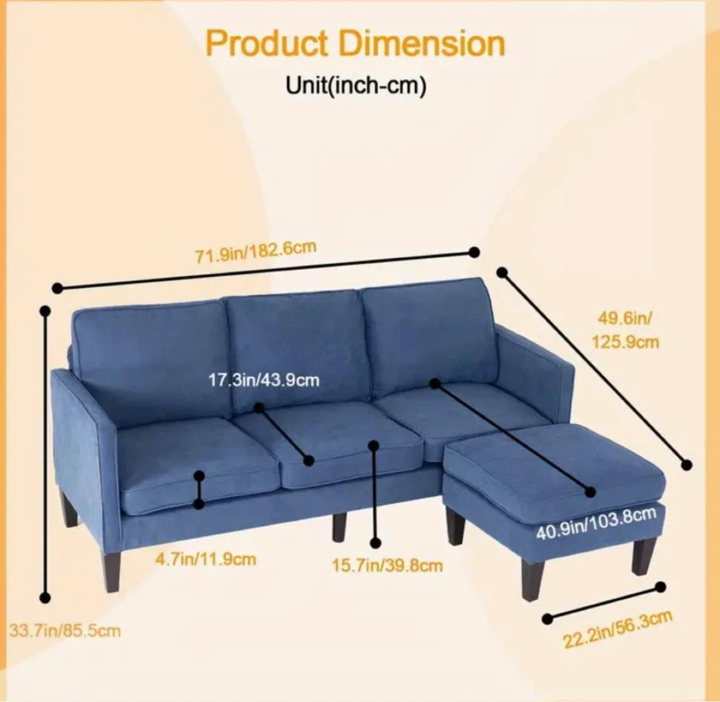 Brand New in Box Mini Sectional Sofa with Ottoman - photo 2